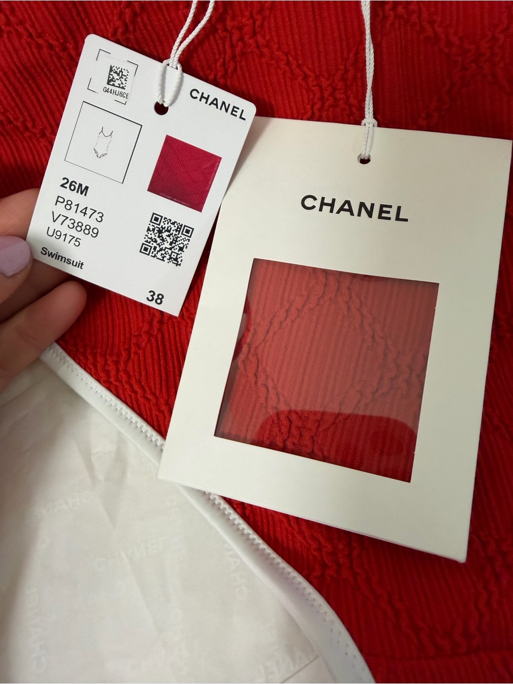 Chanel coco beach 26m CC logo strap swimsuit sz 38 nwt - Picture 8 of 11